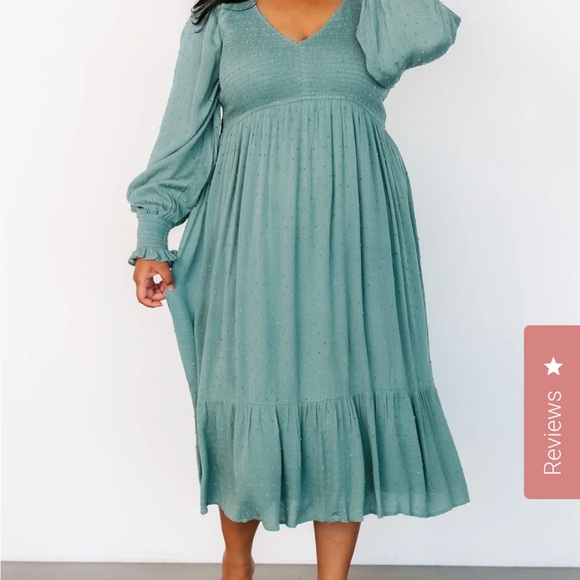 Baltic Born 1X Long Sleeve Dress Lainey Smocked Dotted Midi - Bump Friendly - Picture 4 of 5